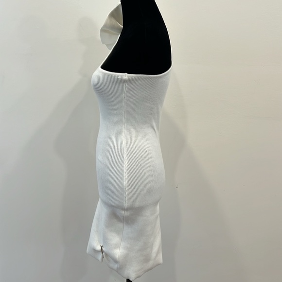 KOROBEYNIKOV KNIT ASYMMETRICAL COUTURE MINI DRESS WITH FLOWER DECOR - Picture 9 of 11